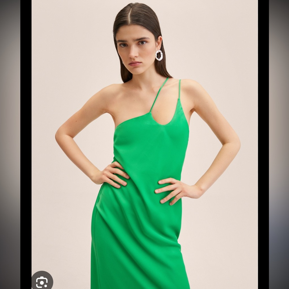 Mango Asymmetrical Satin Dress, Size Small